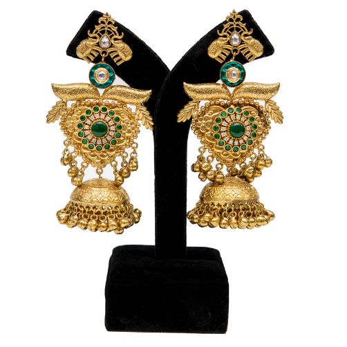 Traditional Pearl Jhumka Earrings for Women with Antique Gold Finish
